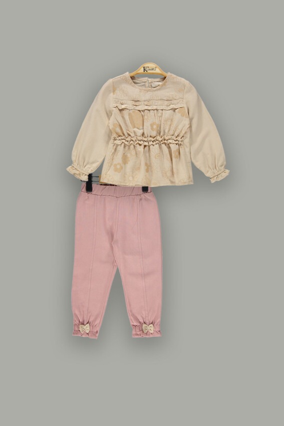Wholesale Girls 2-Piece Blouse Sets with Pants 2-5Y Kumru Bebe 1075-3834 - 4