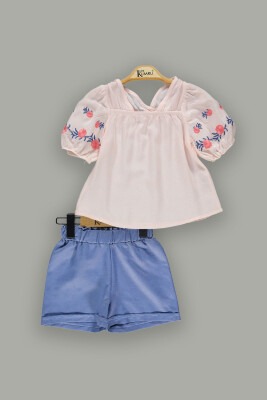 Wholesale Girls 2-Piece Blouset Set with Shorts 2-5Y Kumru Bebe 1075-3655 - 2