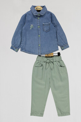 Wholesale Girls 2-Piece Denim Shirt and Pants Set 2-5Y Kumru Bebe 1075-4042 - 2