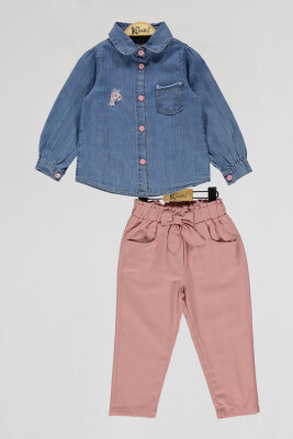 Wholesale Girls 2-Piece Denim Shirt and Pants Set 2-5Y Kumru Bebe 1075-4042 - 3