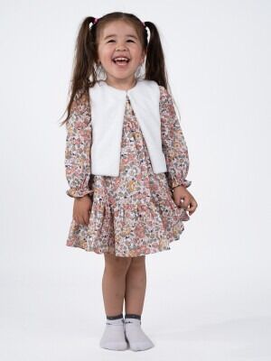 Wholesale Girls 2-Piece Dress and Vest Set 1-5Y Serkon Baby&Kids 1084-M0590 - 2