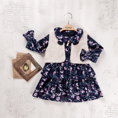 Wholesale Girl's 2-Piece Dress and Vest Set 2-5 Yaş Elayza 2023-2280 - Elayza (1)
