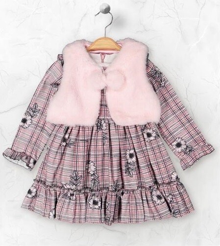 Wholesale Girls 2-Piece Dress and Vest Set 2-5Y Elayza 2023-2298 - 3