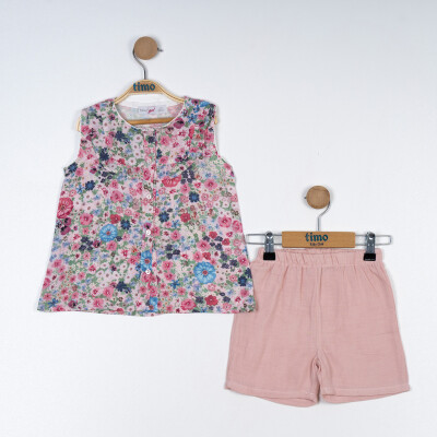 Wholesale Girl's 2-Piece Floral Pattern Blouse and Shorts Set 2-5Y Timo 1018-TK5DT202255242 - 1