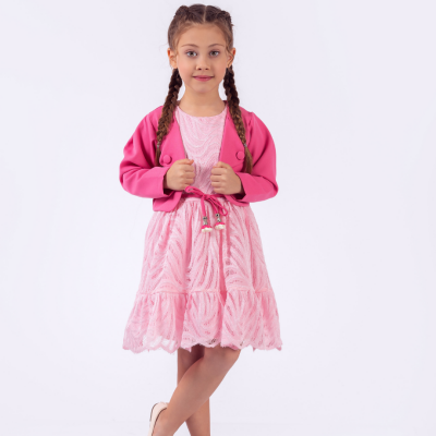 Wholesale Girls 2-Piece Jacket and Dress Set 10-13Y Pafim 2041-Y23-3287 Pink