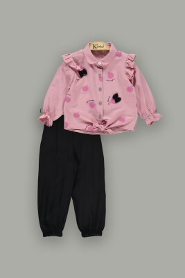 Wholesale Girls 2-Piece Pants Sets with Shirt 2-5Y Kumru Bebe 1075-3866 Dusty Rose