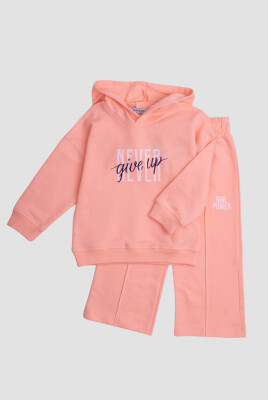 Wholesale Girls 2-Piece Printed Tracksuit Set 2-6Y Cassolini 2059-35080 Salmon Color 