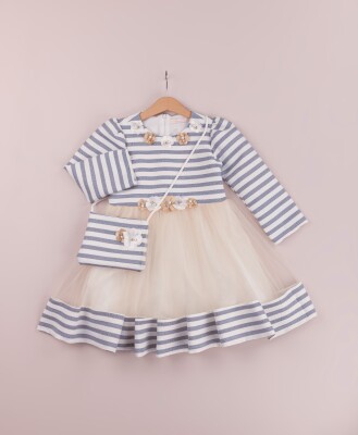 Wholesale Girls 2-Piece Set with Tulle Dress and Bag 5-8Y BabyRose 1002-4226 Navy 
