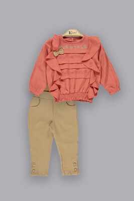 Wholesale Girls 2-Piece Sets with Shirt and Pants 2-5Y Kumru Bebe 1075-3812 Черепичный цвет