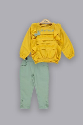 Wholesale Girls 2-Piece Sets with Shirt and Pants 2-5Y Kumru Bebe 1075-3812 Mustard