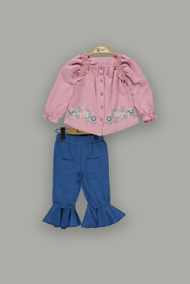 Wholesale Girls 2-Piece Sets with Shirt and Pants 2-5Y Kumru Bebe 1075-3835 Dusty Rose