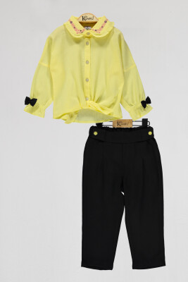 Wholesale Girls 2-Piece Shirt and Pants Set 2-5Y Kumru Bebe 1075-4039 Yellow