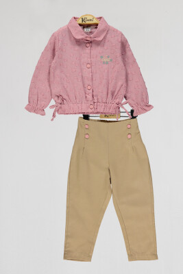 Wholesale Girls 2-Piece Shirt and Pants Set 2-5Y Kumru Bebe 1075-4056 - Kumru Bebe