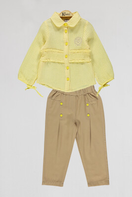Wholesale Girls 2-Piece Shirt and Pants Set 2-5Y Kumru Bebe 1075-4069 Yellow