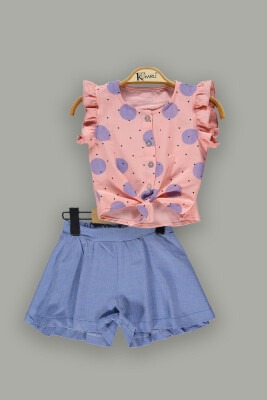 Wholesale Girls 2-Piece Shirt and Shorts Set 2-5Y Kumru Bebe 1075-3630 Лососевый цвет