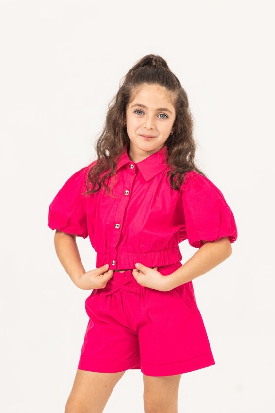 Wholesale Girls 2-Piece Shirt and Shorts Set 7-10Y Büşra Bebe 1016-24130 - 3