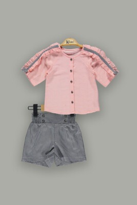 Wholesale Girls 2-Piece Shirt Set with Shorts Kumru Bebe 1075-3917 Лососевый цвет