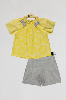 Wholesale Girls 2-Piece Shirts and Short Set 2-5Y Kumru Bebe 1075-4008 Yellow
