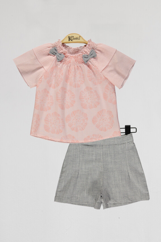 Wholesale Girls 2-Piece Shirts and Short Set 2-5Y Kumru Bebe 1075-4008 - 3