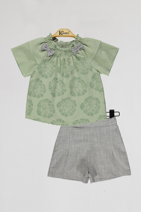 Wholesale Girls 2-Piece Shirts and Short Set 2-5Y Kumru Bebe 1075-4008 - 6