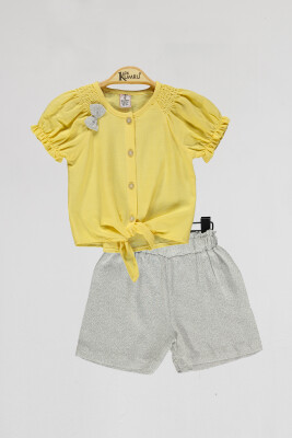 Wholesale Girls 2-Piece Shirts and Short Set 2-5Y Kumru Bebe 1075-4010 Yellow