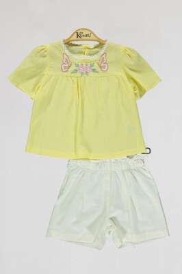Wholesale Girls 2-piece Shorts and Blouse 2-5Y Kumru Bebe 1075-4108 Yellow