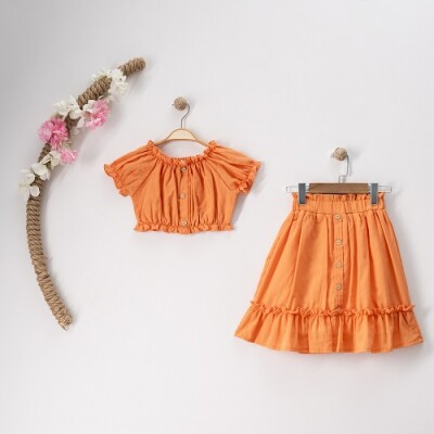 Wholesale Girls 2-Piece Skirt and Blouse Set 7-10Y Büşra Bebe 1016-23168 - 2