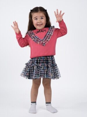 Wholesale Girls 2-Piece Skirt and Sweat 1-5Y Serkon Baby&Kids 1084-M0588 Fuschia