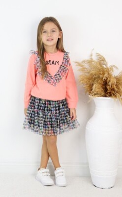 Wholesale Girls 2-Piece Skirt and Sweat 1-5Y Serkon Baby&Kids 1084-M0588 Salmon Color 