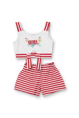 Wholesale Girls 2-Piece Striped Blouse and Shorts set 3-6Y Elnino 1025-22210 Red