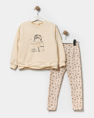 Wholesale Girls 2-Piece Sweat and Leggings Set 1-4Y Bupper Kids 1053-24104 Beige