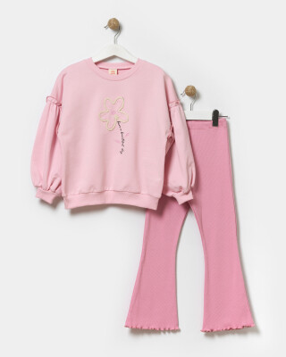 Wholesale Girls 2-Piece Sweat ve Tracksuit Bottoms Set 4-7Y Bupper Kids 1053-24128 - 2