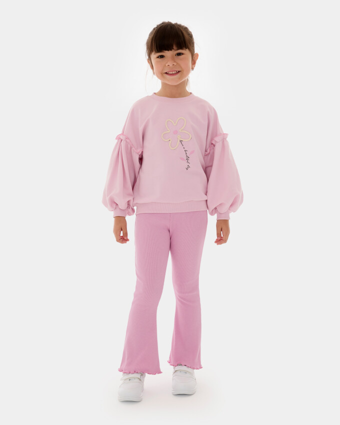 Wholesale Girls 2-Piece Sweat ve Tracksuit Bottoms Set 4-7Y Bupper Kids 1053-24128 - 4