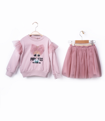 Wholesale Girls 2-Piece Sweatshirt and Skirt Set 3-6Y Büşra Bebe 1016-23255 - 2