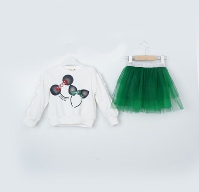 Wholesale Girls 2-Piece Sweatshirt and Tulle Skirt Set 3-6Y Büşra Bebe 1016-23253 - Büşra Bebe