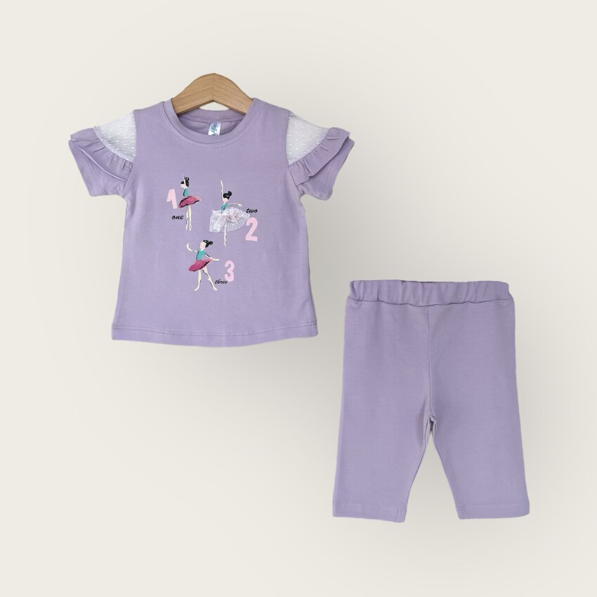 Wholesale Girls 2-Piece T-Shirt and Capri Set 1-4Y Algiy Mini 2047-3310TK - 2