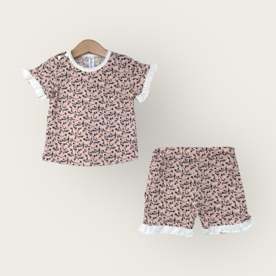 Wholesale Girls 2-Piece T-Shirt and Shorts Set 1-4Y Algiy Mini 2047-2823 - Algiy Mini (1)