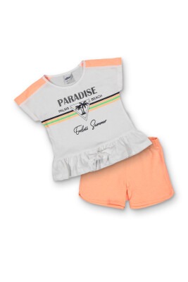 Wholesale Girls 2-Piece T-shirt and Shorts set 3-6Y Elnino 1025-22214 Salmon Color 