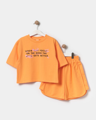 Wholesale Girls 2-Piece T-Shirt and Shorts Set 9-12Y Miniloox 1054-24807 Оранжевый 