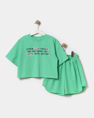 Wholesale Girls 2-Piece T-Shirt and Shorts Set 9-12Y Miniloox 1054-24807 Benetton