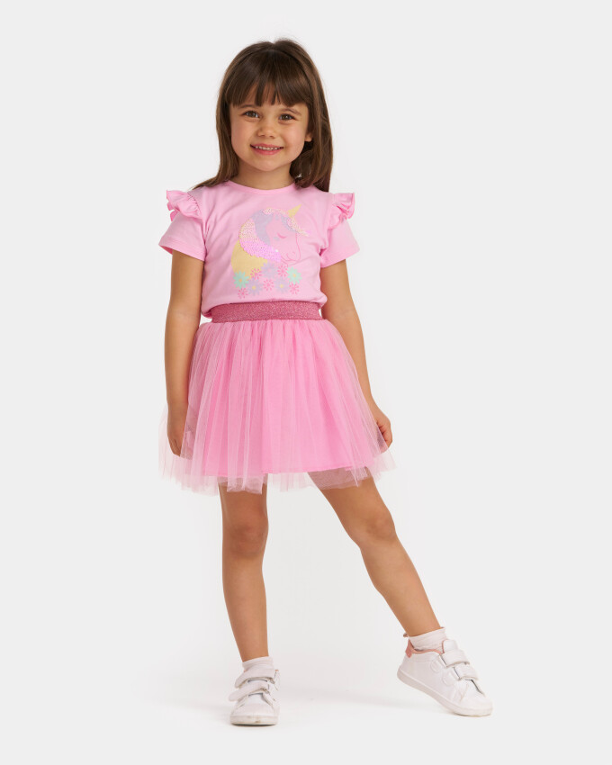 Wholesale Girls 2-Piece T-Shirt and Skirt Set 2-5Y Bupper Kids 1053-24712 - 2