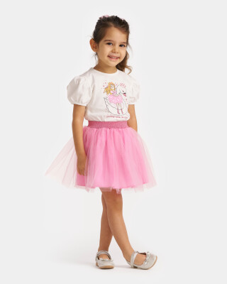 Wholesale Girls 2-Piece T-Shirt and Skirt Set 2-5Y Bupper Kids 1053-24719 Светло- розовый 