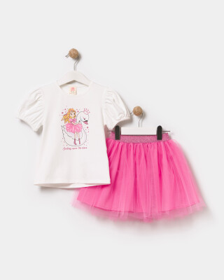Wholesale Girls 2-Piece T-Shirt and Skirt Set 2-5Y Bupper Kids 1053-24719 - Bupper Kids