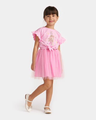Wholesale Girls 2-Piece T-Shirt and Skirt Set 4-7Y Bupper Kids 1053-24715 - 2