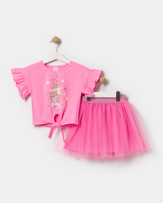 Wholesale Girls 2-Piece T-Shirt and Skirt Set 4-7Y Bupper Kids 1053-24715 - 5