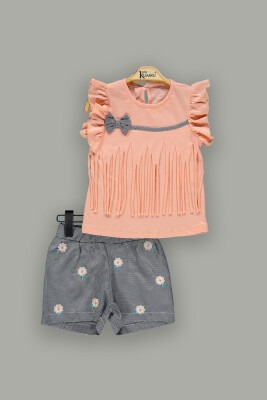 Wholesale Girls 2-Piece T-Shirt Sets with Shorts 2-5Y Kumru Bebe 1075-3810 Лососевый цвет