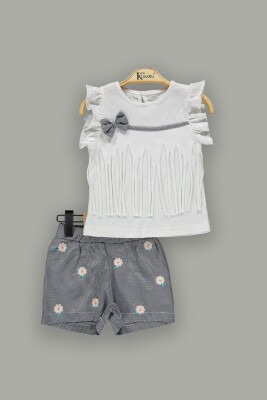 Wholesale Girls 2-Piece T-Shirt Sets with Shorts 2-5Y Kumru Bebe 1075-3810 Экрю