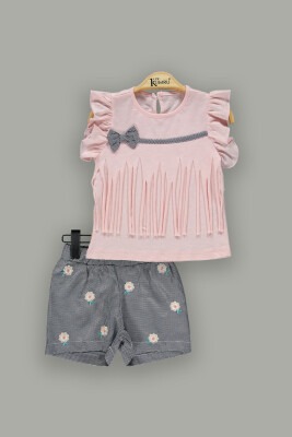Wholesale Girls 2-Piece T-Shirt Sets with Shorts 2-5Y Kumru Bebe 1075-3810 - Kumru Bebe