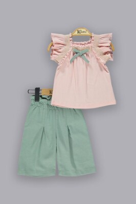 Wholesale Girls 2-Piece T-Shirt Sets with Shorts 2-5Y Kumru Bebe 1075-3923 - Kumru Bebe