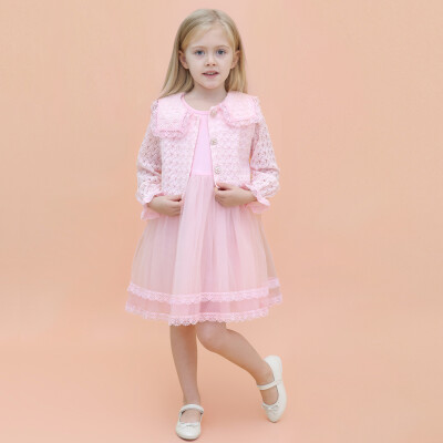 Wholesale Girl's 2-Piece Tulle Dress and Bolero Set 2-5Y Lilax 1049-6381 Blanced Almond